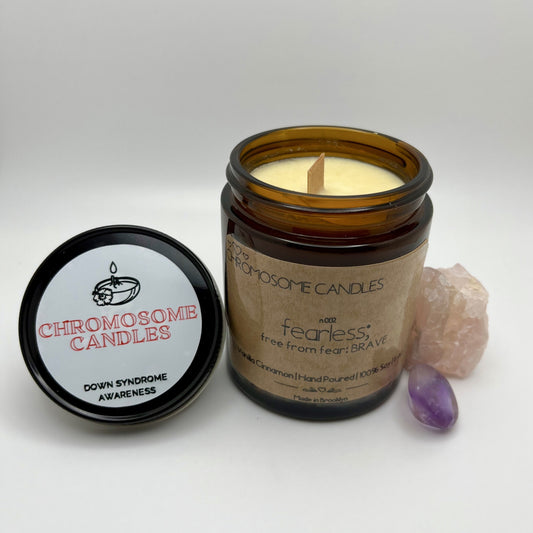 Fearless | Vanilla Cinnamon Essential Oils Candle | 6 oz | Crackling Wood Wick